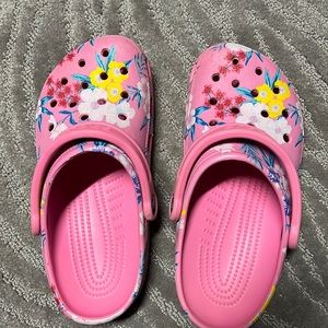 Pink floral crocs. Women’s 6. Only worn a few times